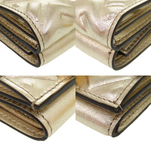 未使用 フェンディ ズッカ コンパクトウォレット レザー ゴールド ゴールド金具 8M0395 三つ折り財布 財布 1105 【中古】 FENDI