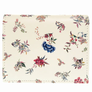未使用 クリスチャン ディオール CARO フラワープリント レザー アイボリー 二つ折り財布 1111 【中古】 Christian Dior