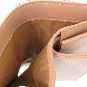 未使用 クリスチャン ディオール CARO フラワープリント レザー アイボリー 二つ折り財布 1111 【中古】 Christian Dior