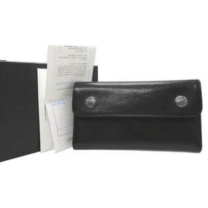 美品 クロムハーツ WAVE WALLET ウェーブウォレット レザー ブラック 黒 長財布 財布 1114【中古】CHROME HEARTS