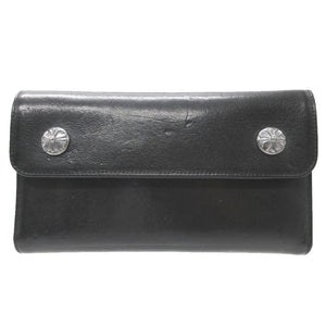 美品 クロムハーツ WAVE WALLET ウェーブウォレット レザー ブラック 黒 長財布 財布 1114【中古】CHROME HEARTS
