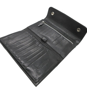美品 クロムハーツ WAVE WALLET ウェーブウォレット レザー ブラック 黒 長財布 財布 1114【中古】CHROME HEARTS