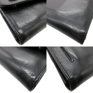美品 クロムハーツ WAVE WALLET ウェーブウォレット レザー ブラック 黒 長財布 財布 1114【中古】CHROME HEARTS