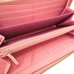 新品同様 グッチ GG チェリー ストロベリー レザー ピンク 456117 ラウンドファスナー 長財布 財布 1121 【中古】 GUCCI