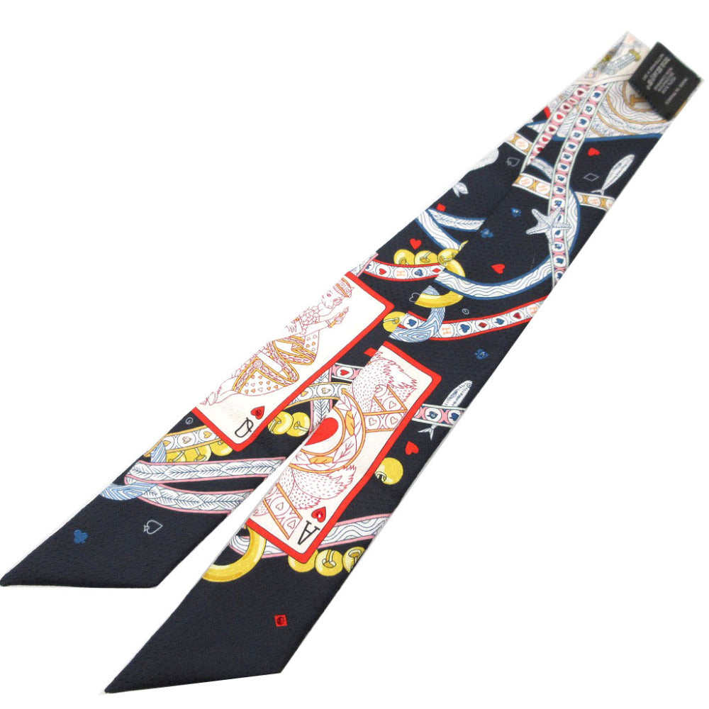 新品同様 エルメス ツイリー DAME DE COEUR ビジュー ストーン ハートのクイーン トランプ シルク スカーフ 1123【中古】HERMES