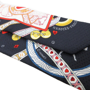 新品同様 エルメス ツイリー DAME DE COEUR ビジュー ストーン ハートのクイーン トランプ シルク スカーフ 1123【中古】HERMES