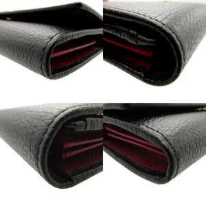 新品同様 グッチ GG プチマーモント レザー ブラック 456116 長財布 財布 黒 1127 【中古】 GUCCI