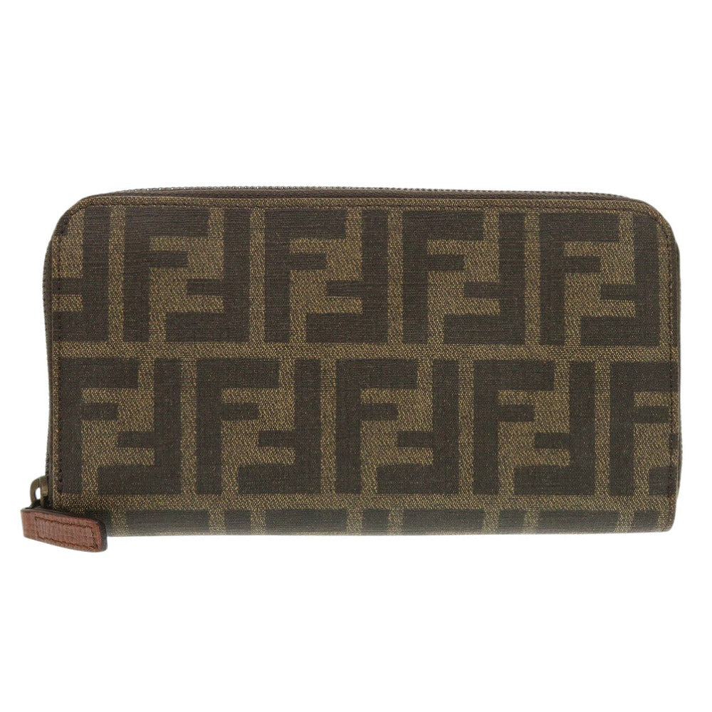 新品同様 フェンディ ズッカ柄 8M0024 ラウンドファスナー PVC ブラウン 長財布 1133【中古】FENDI