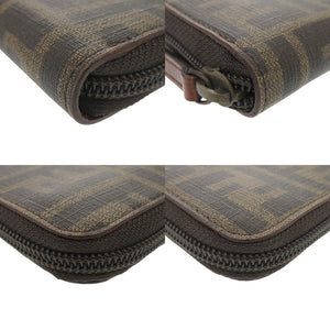 新品同様 フェンディ ズッカ柄 8M0024 ラウンドファスナー PVC ブラウン 長財布 1133【中古】FENDI