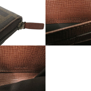 新品同様 フェンディ ズッカ柄 8M0024 ラウンドファスナー PVC ブラウン 長財布 1133【中古】FENDI