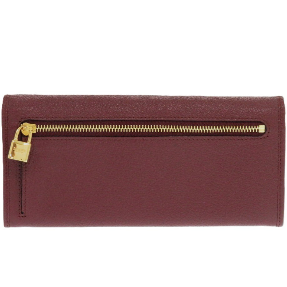 新品同様 ロエベ レザー ボルドー 1160 赤 長財布【中古】LOEWE