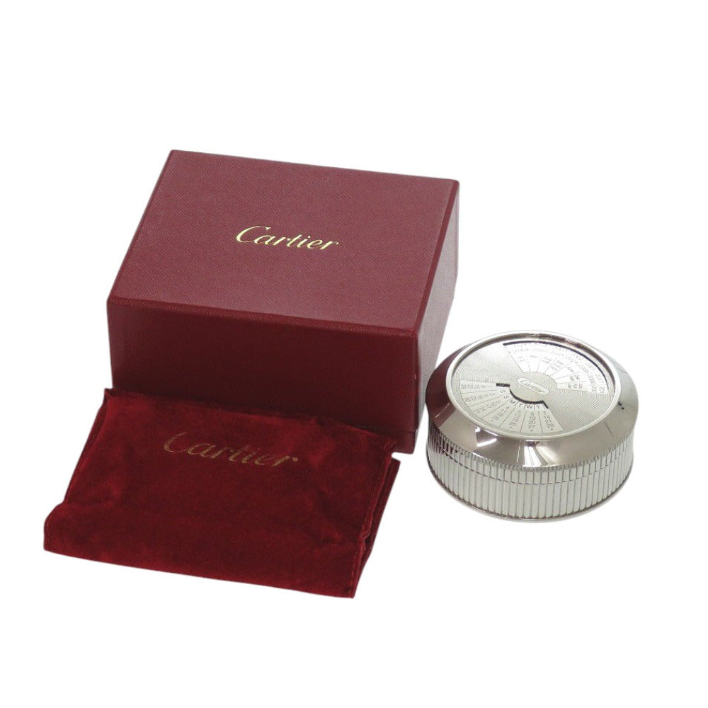新品同様 カルティエ パーペチュアルカレンダー 2000個限定 万年カレンダー 小物入れ ステンレススチール シルバー 1183【中古】CARTIER