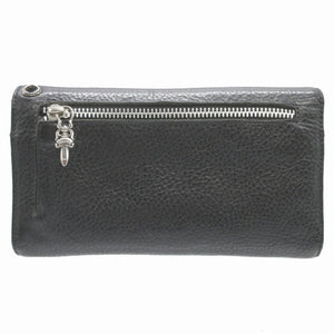 美品 クロムハーツ ウェーブウォレット WAVE WALLET ヘビーレザー ブラック 黒 3つ折り長財布 財布 1250【中古】CHROME HEARTS