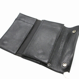 美品 クロムハーツ ウェーブウォレット WAVE WALLET ヘビーレザー ブラック 黒 3つ折り長財布 財布 1250【中古】CHROME HEARTS