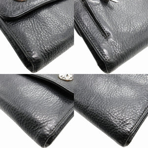 美品 クロムハーツ ウェーブウォレット WAVE WALLET ヘビーレザー ブラック 黒 3つ折り長財布 財布 1250【中古】CHROME HEARTS