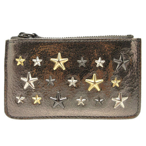 美品 ジミーチュウ スタースタッズ コインケース レザー/スタッズ シルバー 1256【中古】JIMMY CHOO