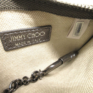 美品 ジミーチュウ スタースタッズ コインケース レザー/スタッズ シルバー 1256【中古】JIMMY CHOO