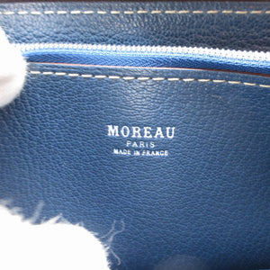 新品同様 モロー パリ レザー ネイビー 紺 ラウンドファスナー長財布 財布 1260【中古】MOREAU PARIS