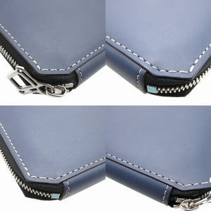 新品同様 モロー パリ レザー ネイビー 紺 ラウンドファスナー長財布 財布 1260【中古】MOREAU PARIS