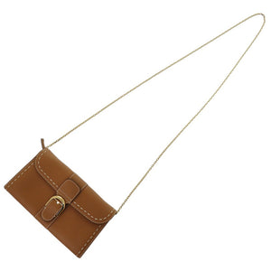 新品同様 デルボー ブリヨンチェーンウォレット カーフレザー ブラウン 長財布 1264【中古】DELVAUX