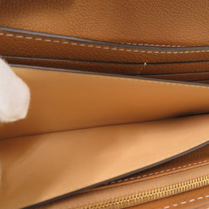 新品同様 デルボー ブリヨンチェーンウォレット カーフレザー ブラウン 長財布 1264【中古】DELVAUX