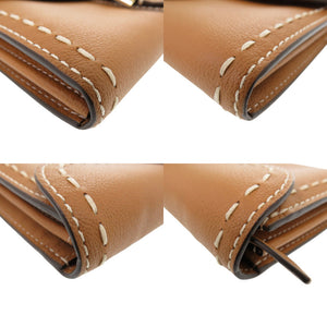 新品同様 デルボー ブリヨンチェーンウォレット カーフレザー ブラウン 長財布 1264【中古】DELVAUX