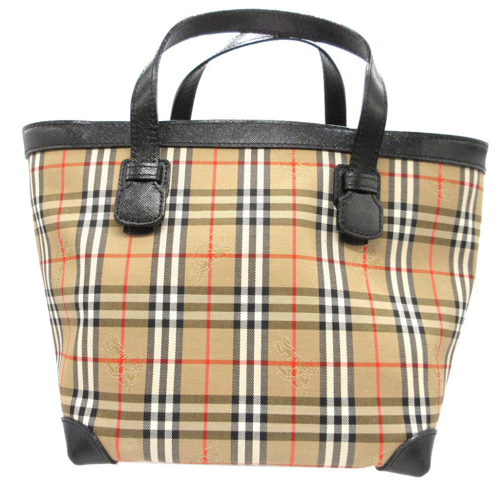 新品同様 バーバリー ノバ チェック キャンバス レザー ベージュ ブラック 黒 トートバッグ 1300【中古】BURBERRY