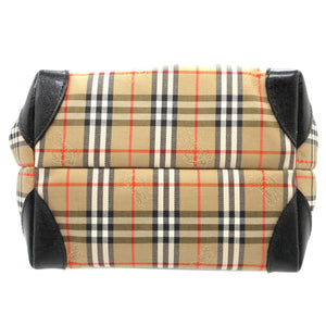新品同様 バーバリー ノバ チェック キャンバス レザー ベージュ ブラック 黒 トートバッグ 1300【中古】BURBERRY