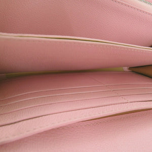 美品 デルボー ブリヨンチェーンウォレット レザー ピンク シルバーチェーン 長財布 1321【中古】DELVAUX