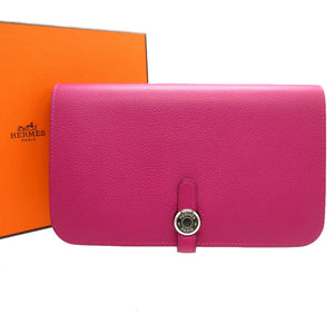新品同様 エルメス ドゴンGM A刻印(2017年製) エバーカラー ローズパープル 長財布 財布 1353【中古】HERMES