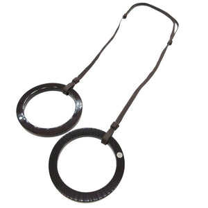 美品 エルメス ミカド　ホーン&ラッカー ネックレス ラッカー/ラッカーウッド グレー ピンク グリーン 1400【中古】HERMES