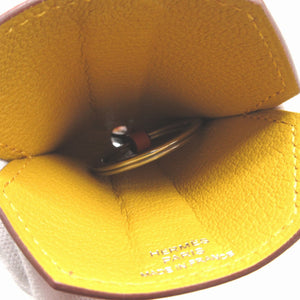 美品 エルメス クロシェット クレトレサージュ C刻印(2018年製) ヴォーエプソン アプリコット ローズアザレ ジョーヌアンブル バッグチャーム キーホルダー 1401【中古】HERMES