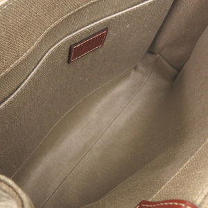 新品同様 クロエ WOODY ミディアムトートバッグ レザー/リネンキャンバス ホワイト ブラウン ハンドバッグ 1440【中古】Chloe