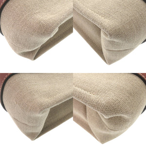 新品同様 クロエ WOODY ミディアムトートバッグ レザー/リネンキャンバス ホワイト ブラウン ハンドバッグ 1440【中古】Chloe