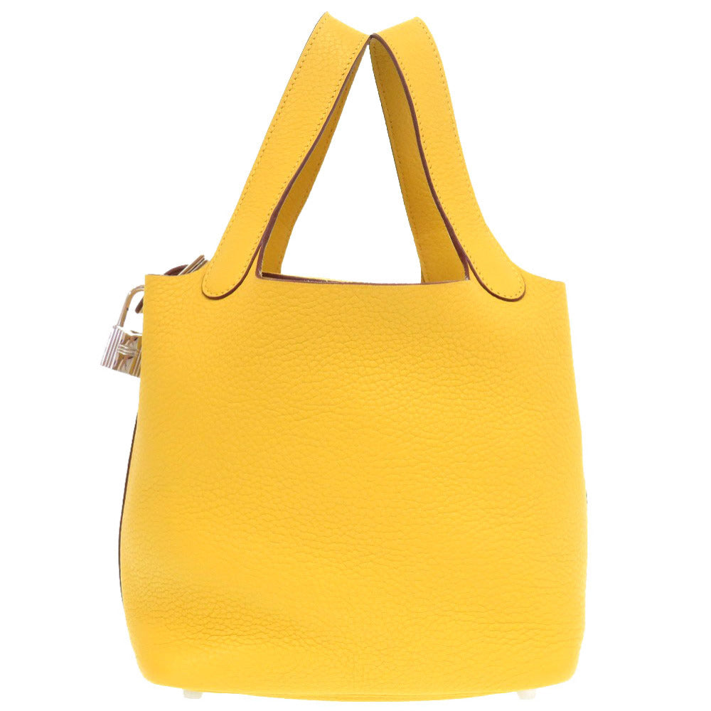 エルメス ピコタンロックPM トリヨンクレマンス ソレイユ シルバー金具 □M刻印 ハンドバッグ 黄 1504 【中古】 HERMES