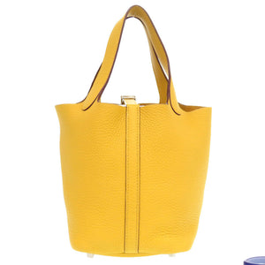 エルメス ピコタンロックPM トリヨンクレマンス ソレイユ シルバー金具 □M刻印 ハンドバッグ 黄 1504 【中古】 HERMES