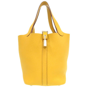 エルメス ピコタンロックPM トリヨンクレマンス ソレイユ シルバー金具 □M刻印 ハンドバッグ 黄 1504 【中古】 HERMES