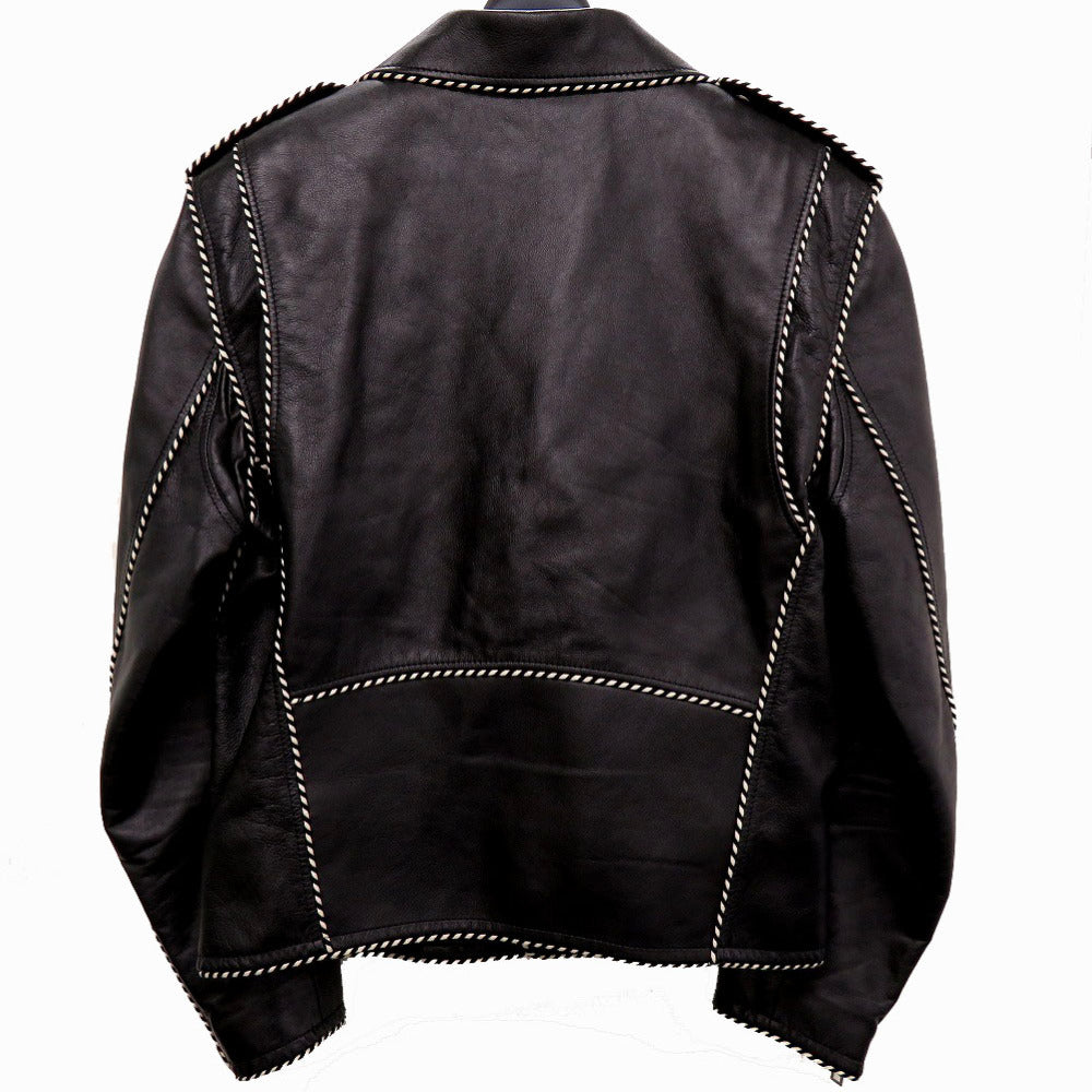 美品 セリーヌ バイ エディスリマン CELINE by Hedi Slimane サイズ50 2E349599E ベイカーダブル ライダースレザージャケット 牛革 ブラック 1559【中古】CELINE