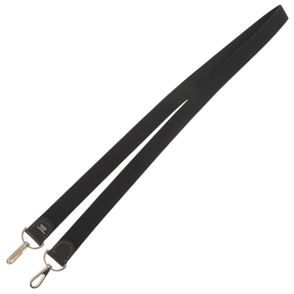 美品 エルメス ショルダーストラップ ガーデンパーティ用 キャンバス/レザー ブラック 黒 1579【中古】HERMES