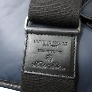 新品同様 ハンティングワールド ブルックスブラザーズ コラボ バチュークロス レザー ネイビー 紺 ブラック 黒 ショルダーバッグ 1584【中古】HUNTING WORLD