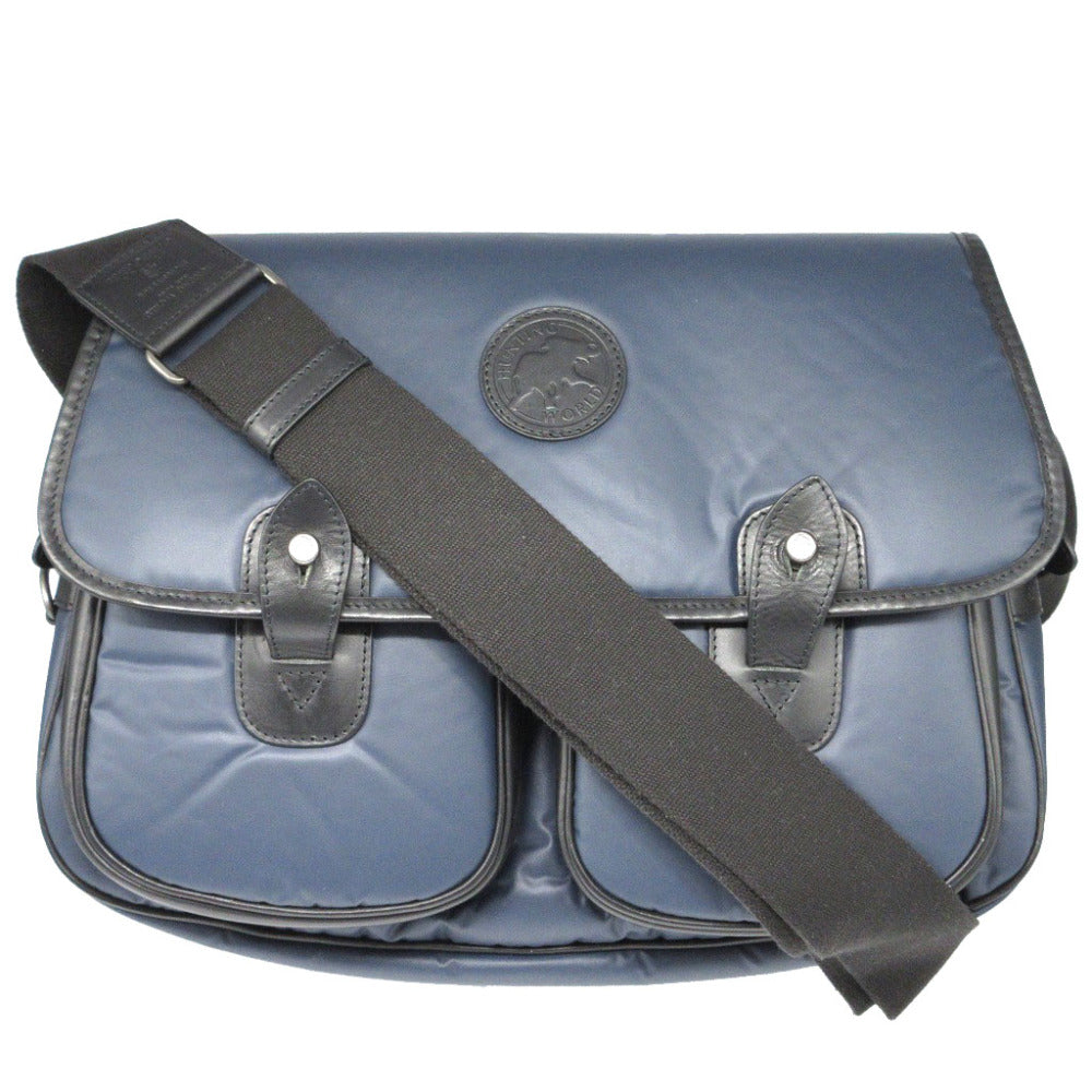 新品同様 ハンティングワールド ブルックスブラザーズ コラボ バチュークロス レザー ネイビー 紺 ブラック 黒 ショルダーバッグ 1584【中古】HUNTING WORLD