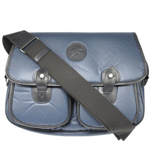 新品同様 ハンティングワールド ブルックスブラザーズ コラボ バチュークロス レザー ネイビー 紺 ブラック 黒 ショルダーバッグ 1584【中古】HUNTING WORLD