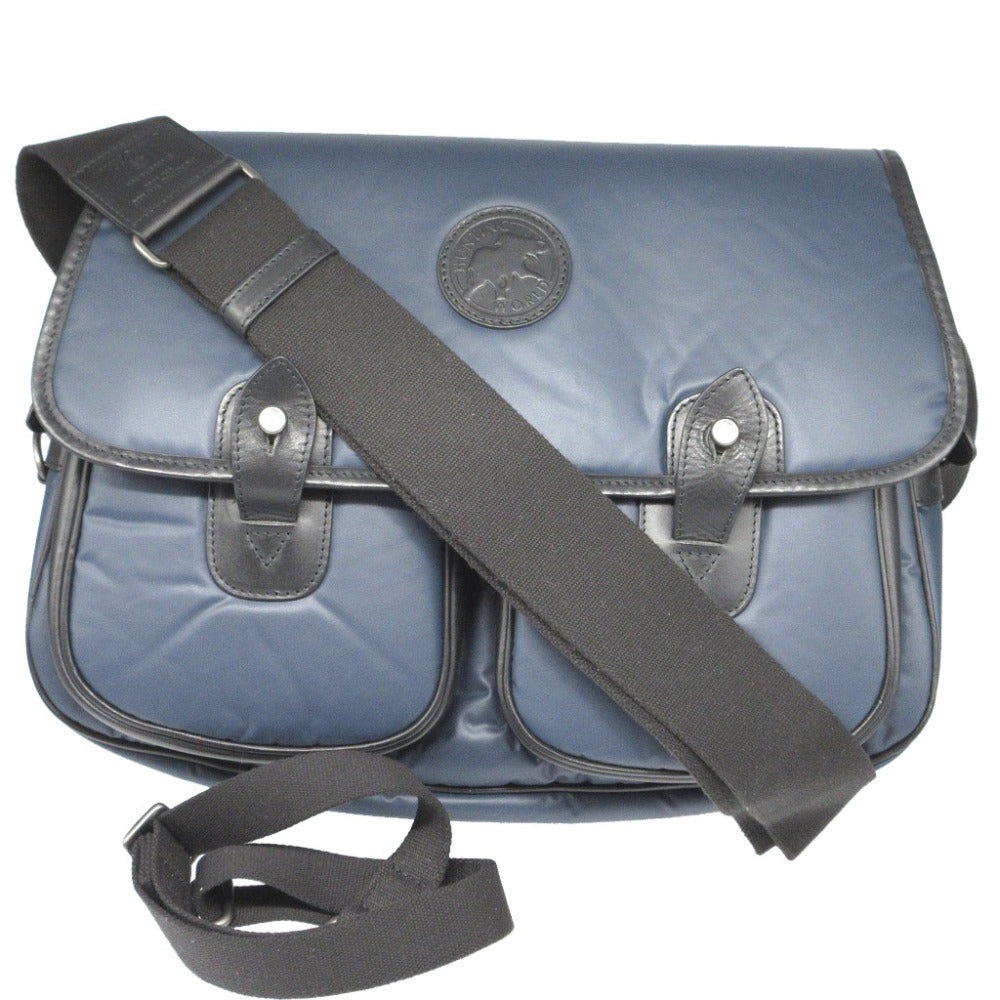 新品同様 ハンティングワールド ブルックスブラザーズ コラボ バチュークロス レザー ネイビー 紺 ブラック 黒 ショルダーバッグ 1584【中古】HUNTING WORLD