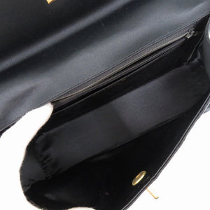希少 美品 シャネル ゴールドハンドル ストーン シルクサテン ブラック ココマーク ターンロック ハンドバッグ 黒 1610-48【中古】 CHANEL