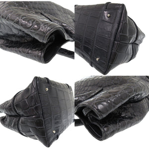 キタムラ マットクロコ トートバッグ ブラック 1610【中古】Kitamura