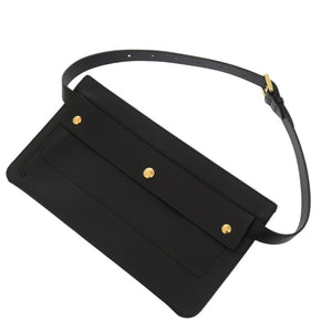 新品同様 バーバリー レザー ブラック ウエストバッグ ポーチ 黒 1633【中古】BURBERRY