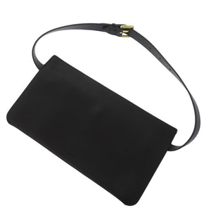 新品同様 バーバリー レザー ブラック ウエストバッグ ポーチ 黒 1633【中古】BURBERRY