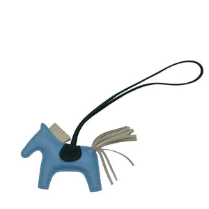 美品 エルメス ロデオPM アニョーミロ セレステ クレ マラカイト バッグチャーム キーホルダー レザー 水色 1746【中古】HERMES