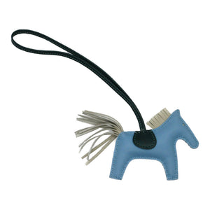 美品 エルメス ロデオPM アニョーミロ セレステ クレ マラカイト バッグチャーム キーホルダー レザー 水色 1746【中古】HERMES