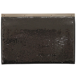 美品 グッチ サテン ブラック クラッチバッグ 黒 1776【中古】GUCCI